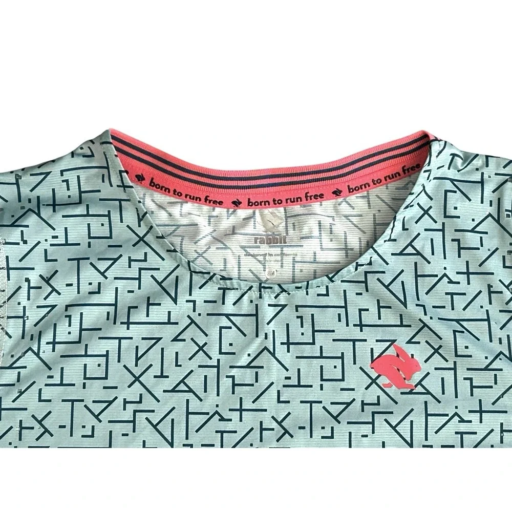Rabbit Race Pace Tee Womens Small Blue Maze Running Lightweight Geometric - Picture 4 of 10
